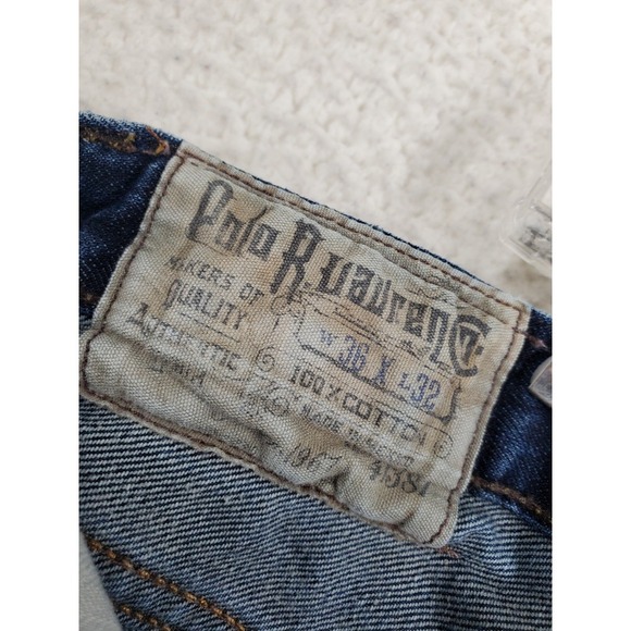 COPY Polo Ralph Lauren Cortland Blue Jean Men 36x32 Distressed Wide Leg (38x31.5 - Picture 9 of 13